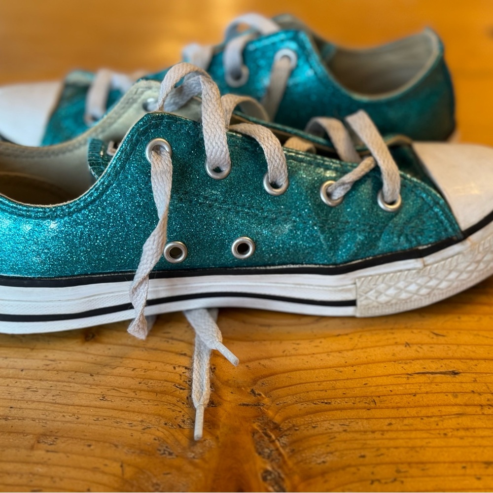 Converse Kids Shimmering Teal Sneakers - Picture 4 of 12